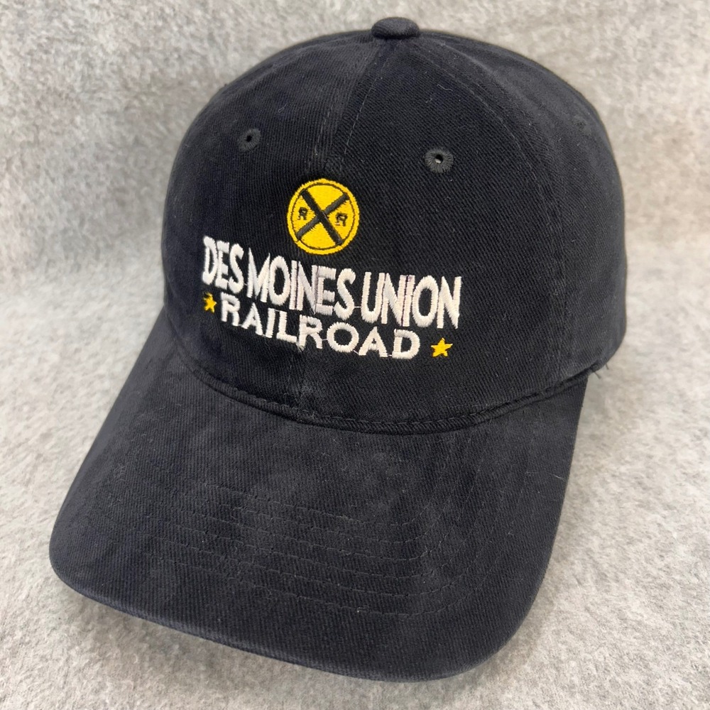 Des Moines Union Railroad Mens Black Sportsman Hat Adjustable Cotton OSFM